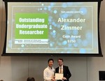 Congrats Alex Zimmer for receiving the Outstanding Undergraduate Researcher award in the Spring Symposium